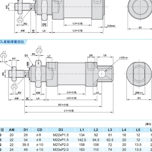 SHAKO台湾新恭PCL20B50气缸PCCL25B75无尾PCLD双轴PCLA可调PCLB
