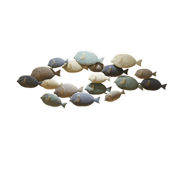 地中海风格墙面装饰儿童房创意软装铁艺壁饰墙上挂件群鱼立体墙饰