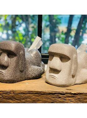 摩艾石像人复古光屁屁屁股moai纸巾盒面纸抽树脂屁股小夜灯摆件