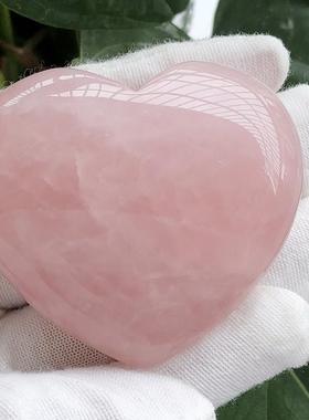 天然粉晶爱心摆件5.5cm水晶大心形款家居桌面装饰摆饰手把玩摆件