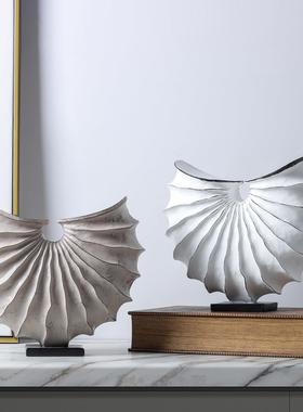 侘寂做旧覆古彷木海螺圆环树脂摆饰家居电视柜酒柜书柜玄关装饰品