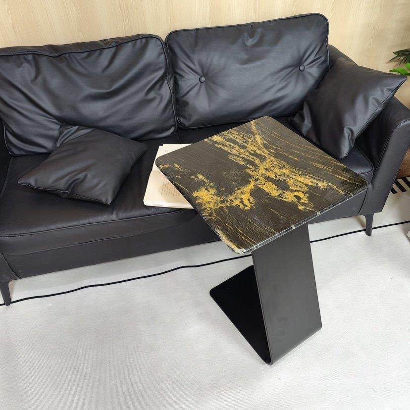 ST05款 金属底座边几 天然大理石边几 石材角几 大花白大理石边几