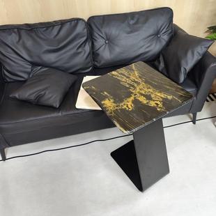 石材角几 天然大理石边几 大花白大理石边几 金属底座边几 ST05款