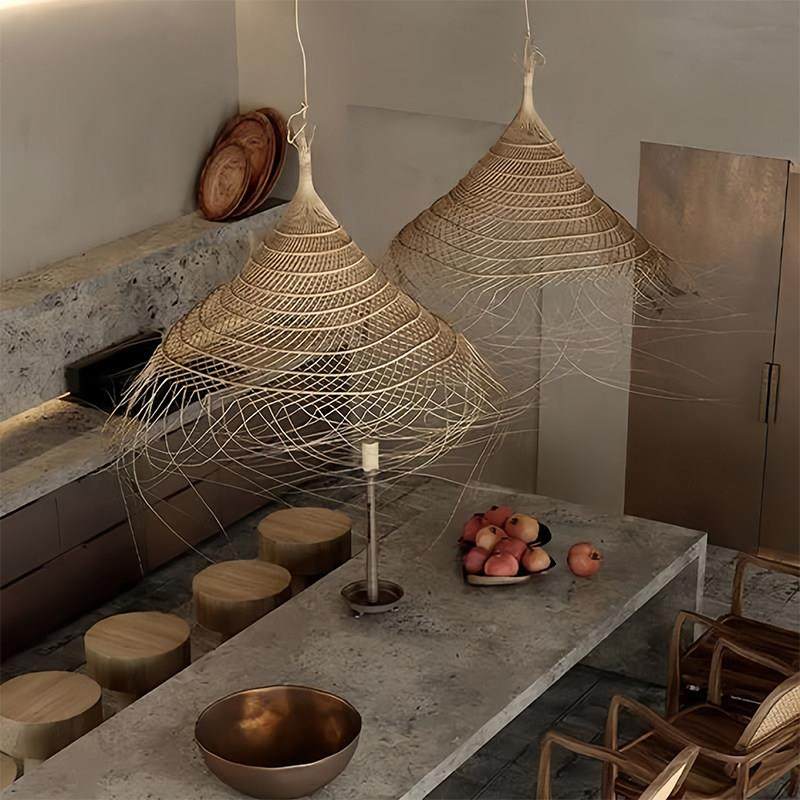 侘寂风餐饮吊灯中式客厅饭厅茶室禅意灯民宿书房床头日式藤编吊灯,家装灯饰光源,餐厅吊灯,淘宝优惠券,粉丝福利购,淘宝优惠卷