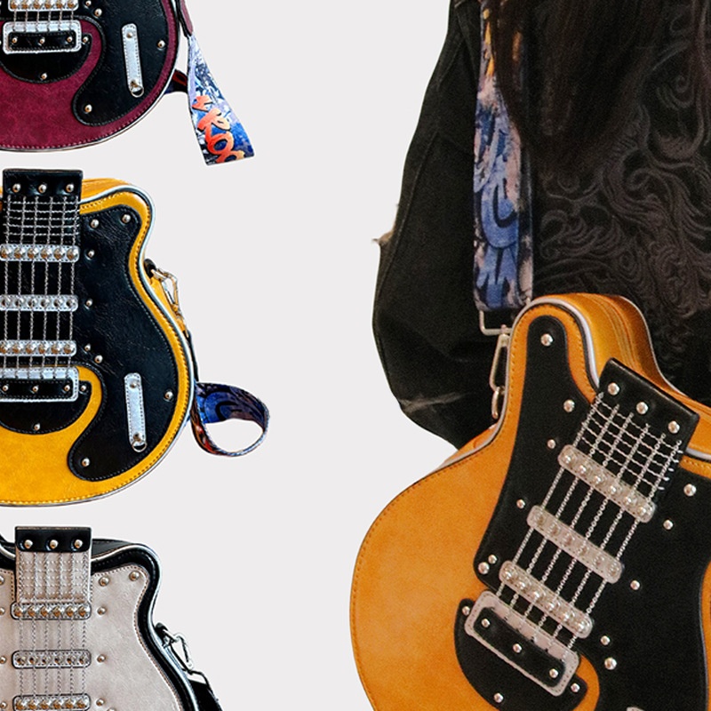 个性创意Y2K辣妹美式复古吉他形状包包贝斯吉他异形包单肩斜挎包