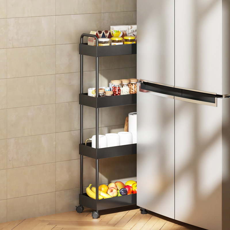 金属烤漆窄缝置物架冰箱缝隙架超窄13CM卧室厨房客厅小推车收纳架