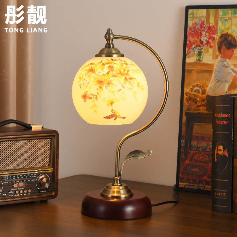 新婚长明灯床头灯卧室复古实木喜庆长明灯结婚浪漫古典老上海灯具