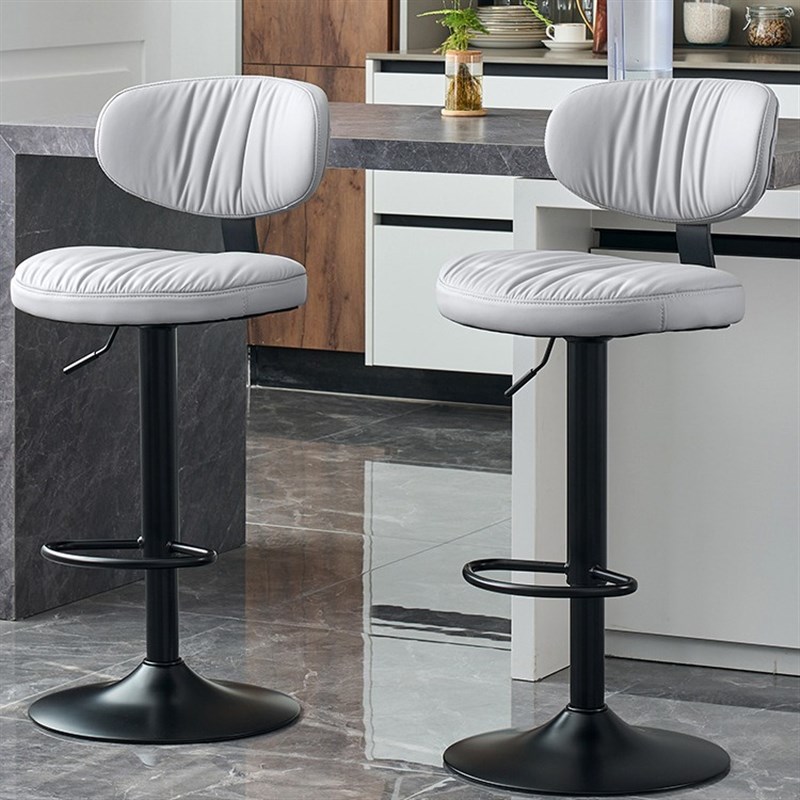 猫爪皮现代简约吧椅吧台椅升降旋转收银台前台用靠背酒吧椅高脚凳