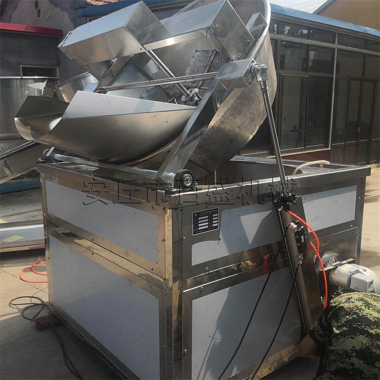 供应全自动牛肉干油炸锅机带搅拌温控带上料框式油炸机炸鱼食品