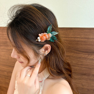 「年年有余」新中式古风新年锦鲤发夹发夹女侧边夹汉服头饰发饰