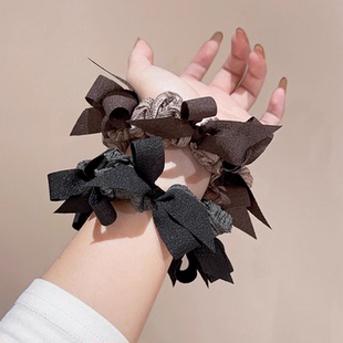 韩系小众编织蝴蝶结大肠发圈女款 显发量丸子头发绳高级感马尾头绳