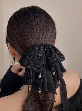 繁星高级感网纱蝴蝶结马尾夹女气质后脑勺半扎发盘发抓夹百搭头饰
