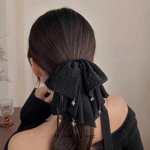 繁星高级感网纱蝴蝶结马尾夹女气质后脑勺半扎发盘发抓夹百搭头饰