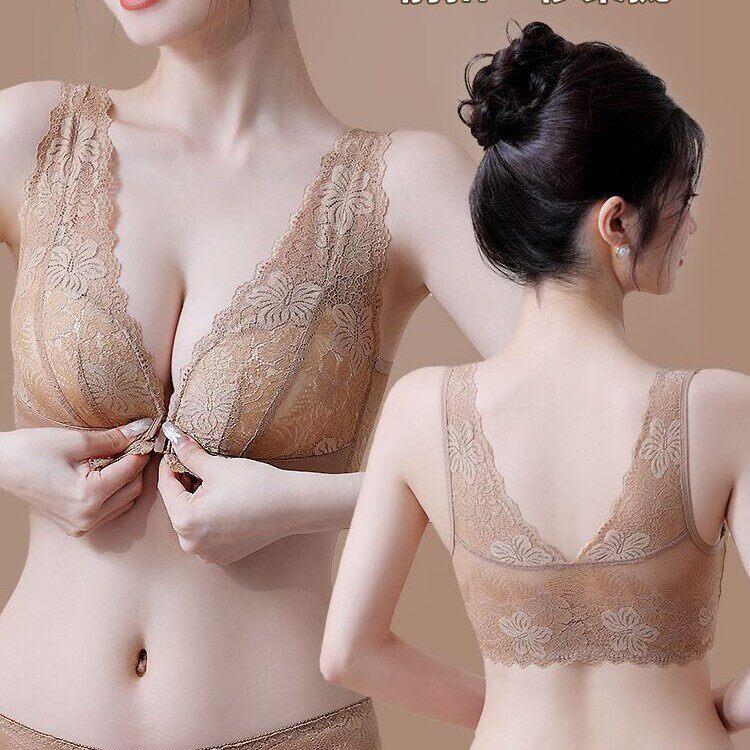 新品前扣内衣女聚拢小胸收副乳夏季薄款大胸显小美背背心式文胸罩