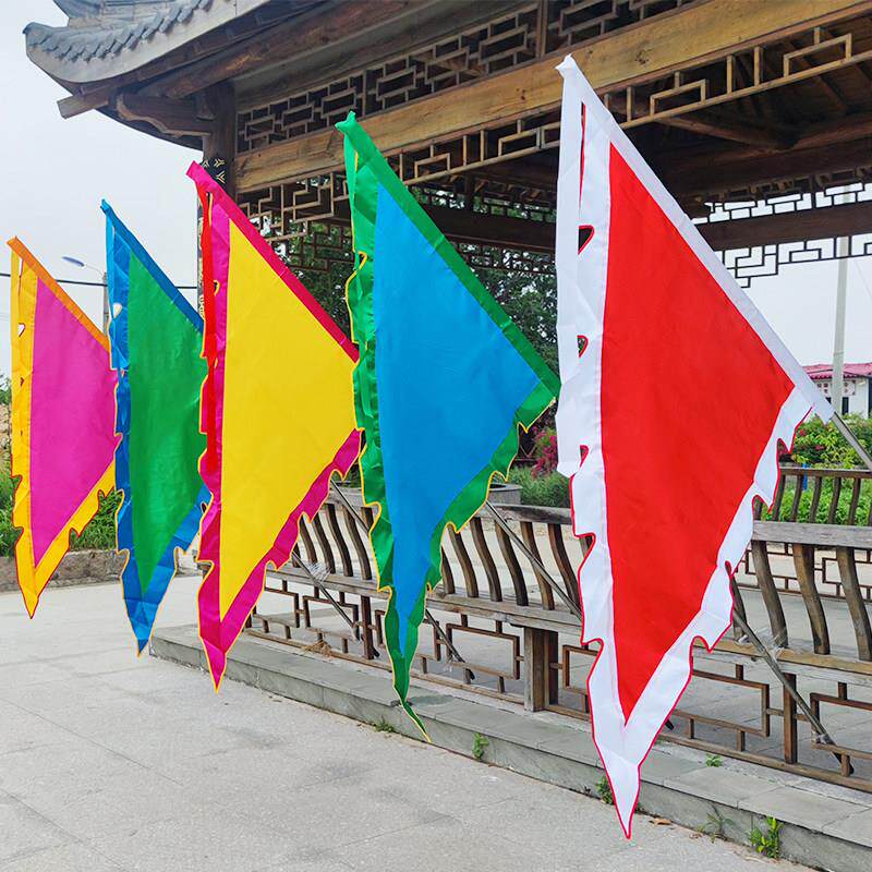 纯色红旗五色彩旗三角队旗车队引路户外防水景区布置庆典旗五色旗