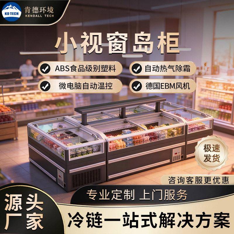 透明视窗组合风冷岛柜超市水饺丸子海鲜速冻柜定冰淇淋冷冻柜