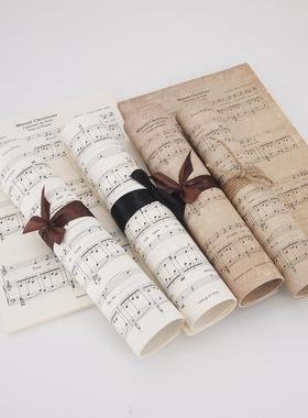 英文乐谱书卷钢琴琴谱五线谱书页样板房书房摆件现代软装饰品庭院