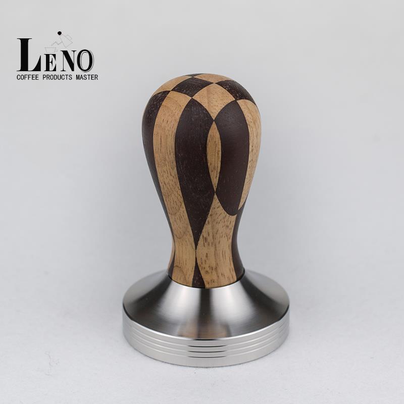 LENO不锈钢压粉器撞色实木质手柄咖啡压粉锤手冲咖啡机填压器平底