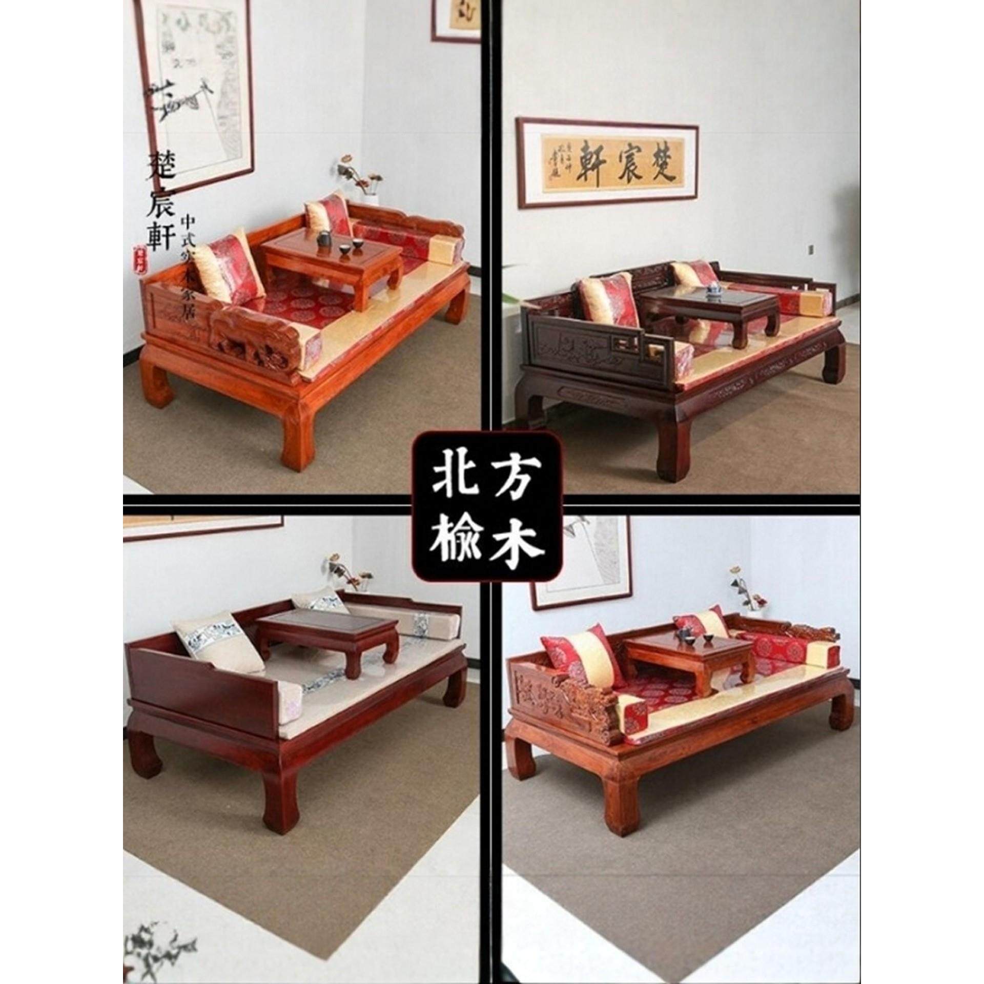 新中式罗汉床全实木北方老榆木明清仿古小户型客厅沙发榻可推拉床,住宅家具,罗汉床,淘宝优惠券,粉丝福利购,淘宝优惠卷