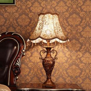 欧式台灯创意覆古轻奢客厅大号布艺遥控可调光家用书房卧室床头灯