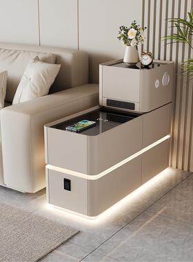 沙发侧柜智能高端客厅2025新隔板实木侧桌与轻小咖啡桌角桌