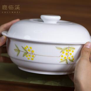 田园风汤勺家用高温瓷汤锅 景德镇陶瓷餐具釉下彩大汤碗手绘新中式