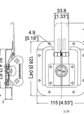 Penn Elcom 五金长舌扭锁黑色锁扣蝴蝶锁防撞锁航空箱设备箱