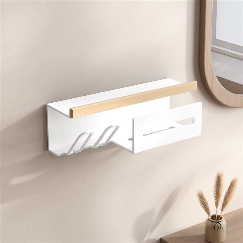 奶油风免打孔牙刷架子置物架浴室卫生间洗漱台刷牙杯纸巾盒收纳架