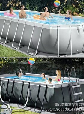intex26796  支架儿童泳池家庭大游泳池户外移动水池养鱼池