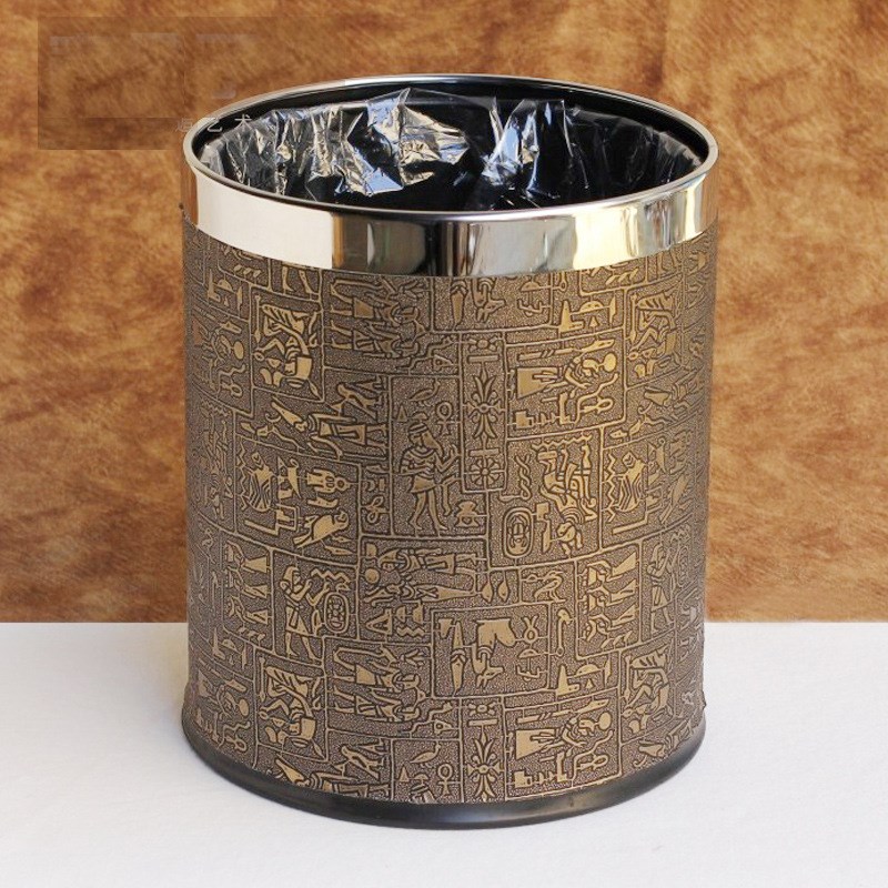 客厅卫生家用创意时尚酒店宾馆餐厅垃圾桶欧式桶埃及文单双包皮桶