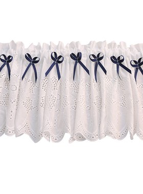 BL0037 美式乡村英式白色半帘绣花门帘幔头装饰帘柜门帘橱窗帘