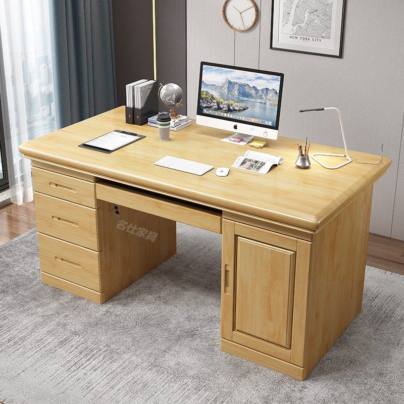 实木办公桌带抽屉一体家用书房办公电脑桌新中式书桌写字台老板桌,居家布艺,办公桌垫,淘宝优惠券,粉丝福利购,淘宝优惠卷