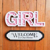 饰品木质发光个性 女孩卧室门牌小公主房间装 饰挂牌创意装 壁饰壁挂