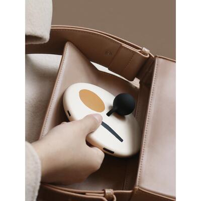 MUID手持镜子带灯随身小圆镜led充电便携式美妆化妆镜送女友礼物