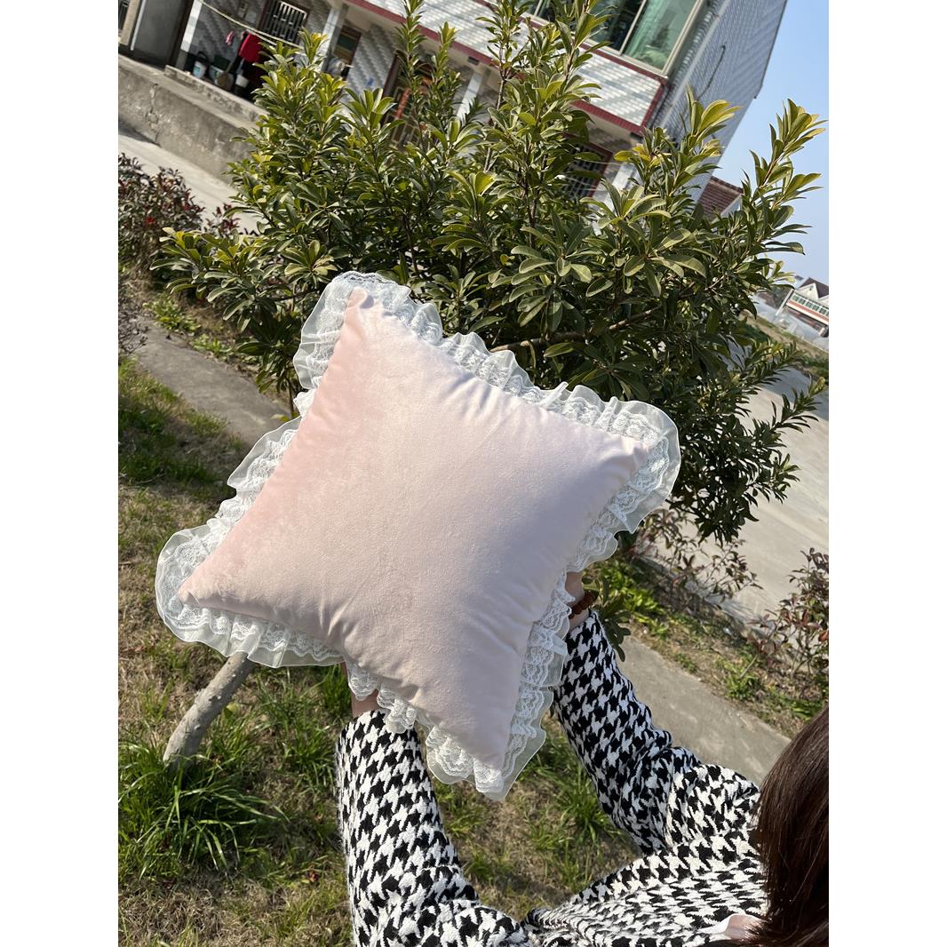 法式简约浪漫可爱少女系公主抱枕蕾丝白色花边复古沙发家居靠背套