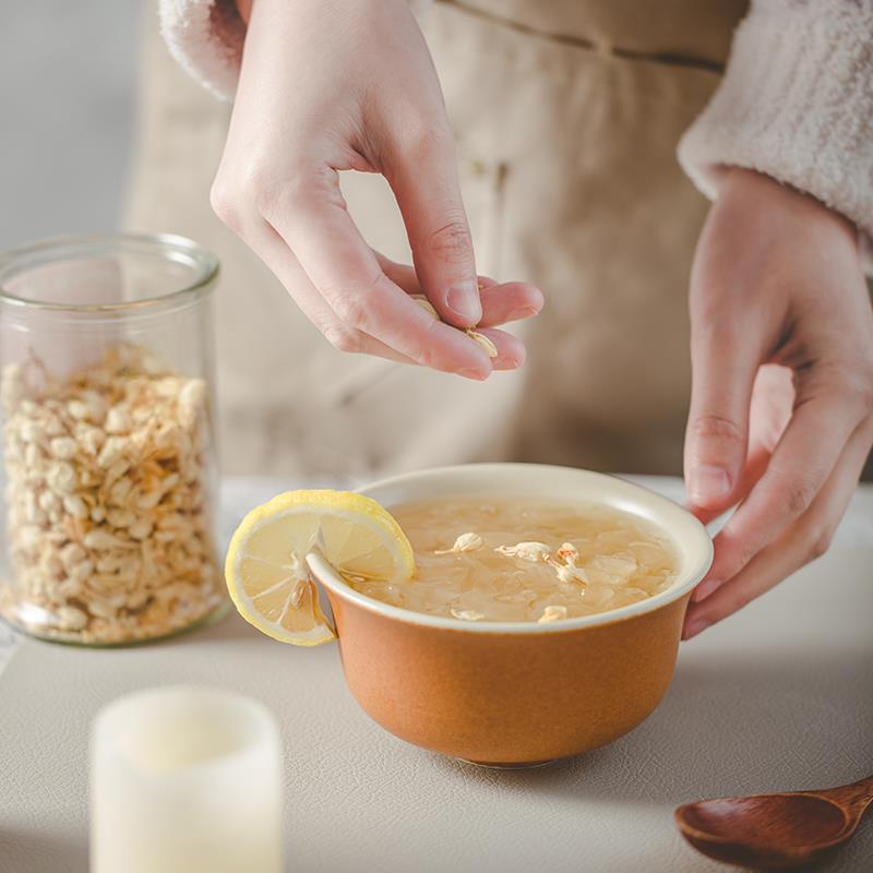 莳绘金缮景德镇家用碗碟套装高级感现代简约橘色碗盘粗陶日式餐具