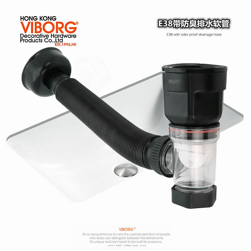 VIBORG 304不锈钢台盆下水器面盆去水器洗脸盆水塞带防臭排水软管