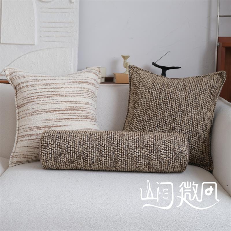 咖色中古风抱枕复古新中式靠包靠枕棕色靠垫样板间沙发靠垫咖色