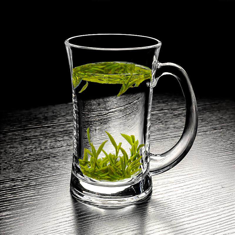 2025新款水晶玻璃杯茶杯不带盖子绿茶杯子水杯带把手高级感轻奢家
