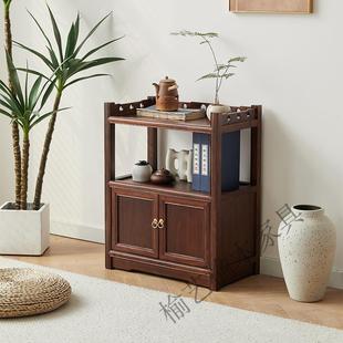 茶台茶水架边柜侧柜家用餐边柜客厅小置物柜 实木茶水柜储物柜中式