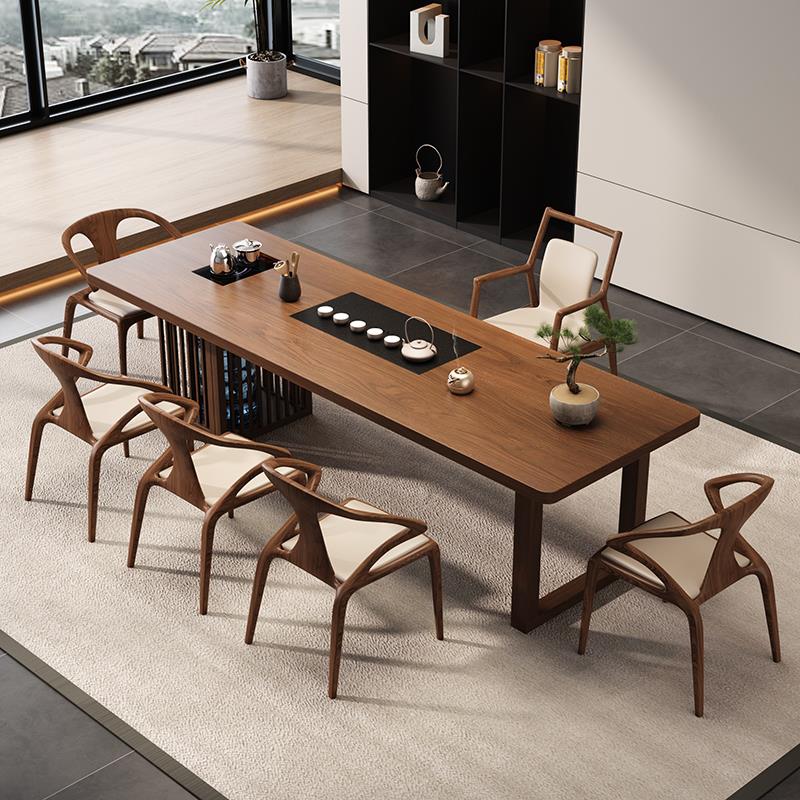 实木茶桌办公室现代简约泡茶台烧水壶一体功夫新中式喝茶桌椅组合