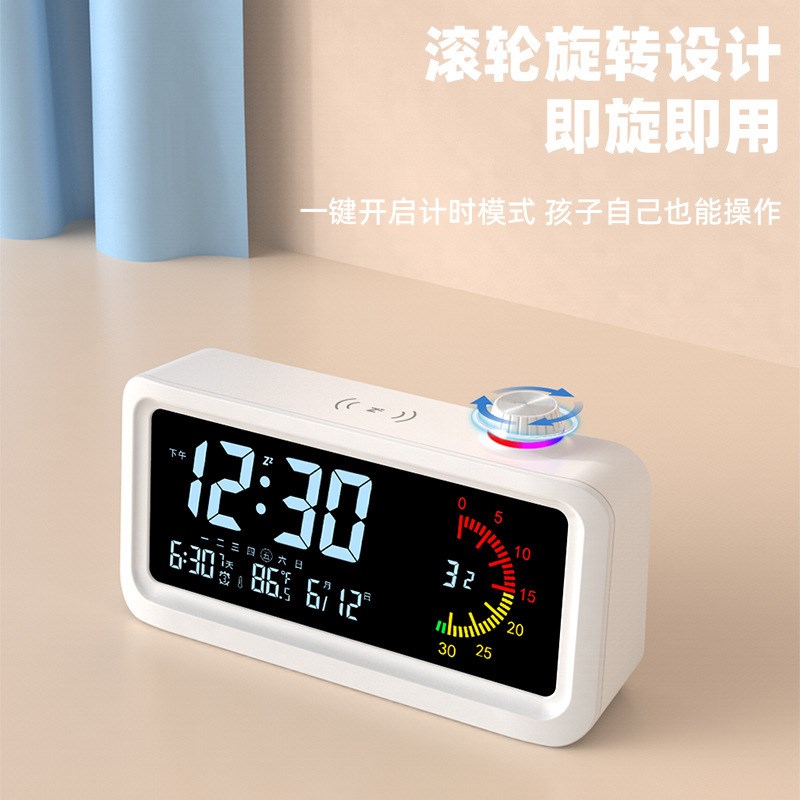 大屏数字时钟电子表摆台式挂墙日期温度时间显示器客厅大号充电款