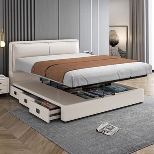 儿童床男孩1.35米齐边薄床头1米2单人床小户型1.5m平移气压储物床