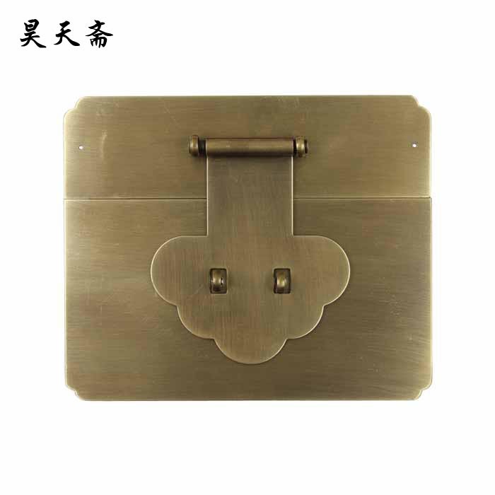 昊天斋 铜雕仿古方箱扣中式家具明清首饰盒樟木箱铜配件黄铜锁牌