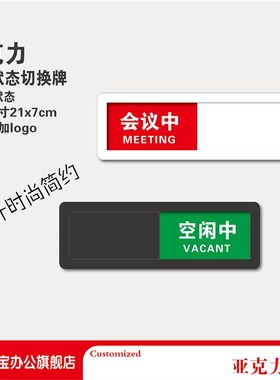 亚克力切换状态牌会议室门牌会议中使用中可切换办公室定制科室牌