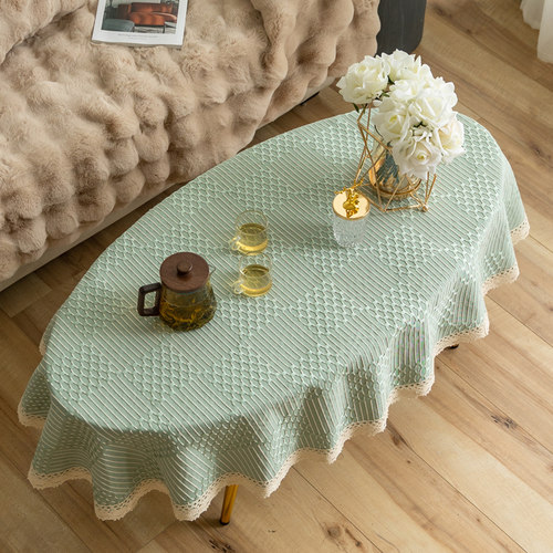 椭圆形茶几桌布布艺简约现代家用椭圆茶桌布鸭蛋型客厅茶台圆台布