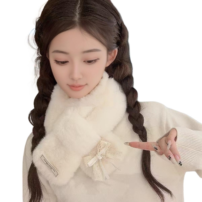 新款毛绒围巾獭皮草围脖女韩版秋冬季仿兔毛领子学生加厚保暖脖套