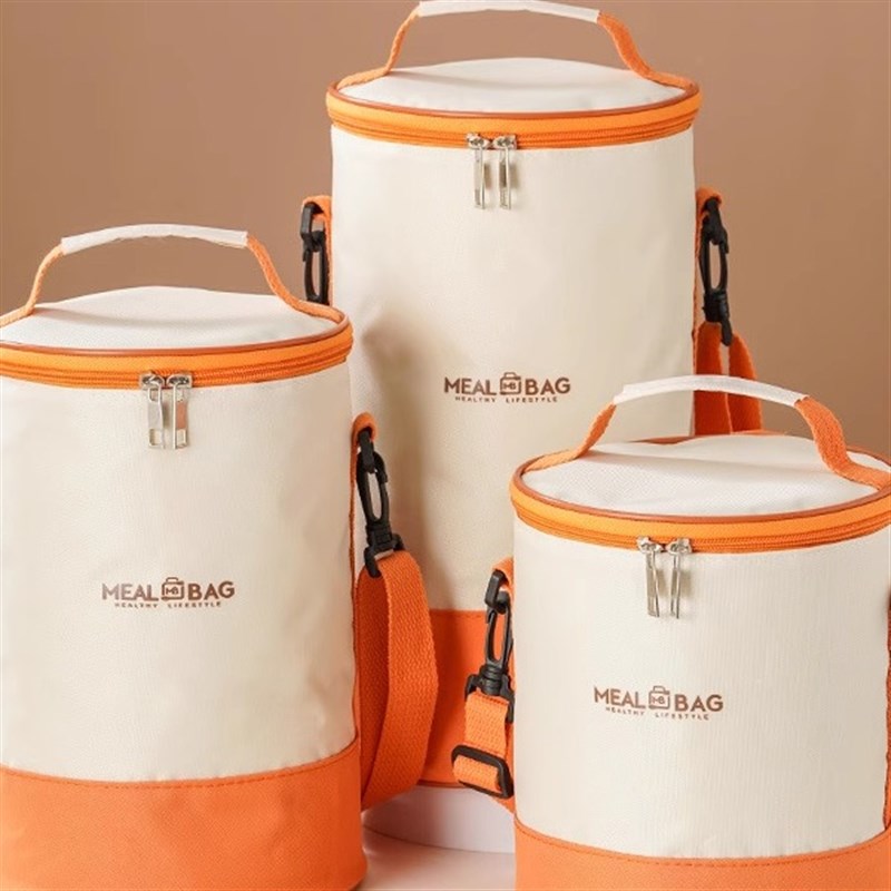饭盒保温包特大号圆形保温袋手提加厚防水便携卡通便当包帆布袋