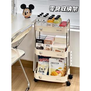 零食置物架宿舍桌下小推车卫生间家用卧室收纳架床头客厅落地架子