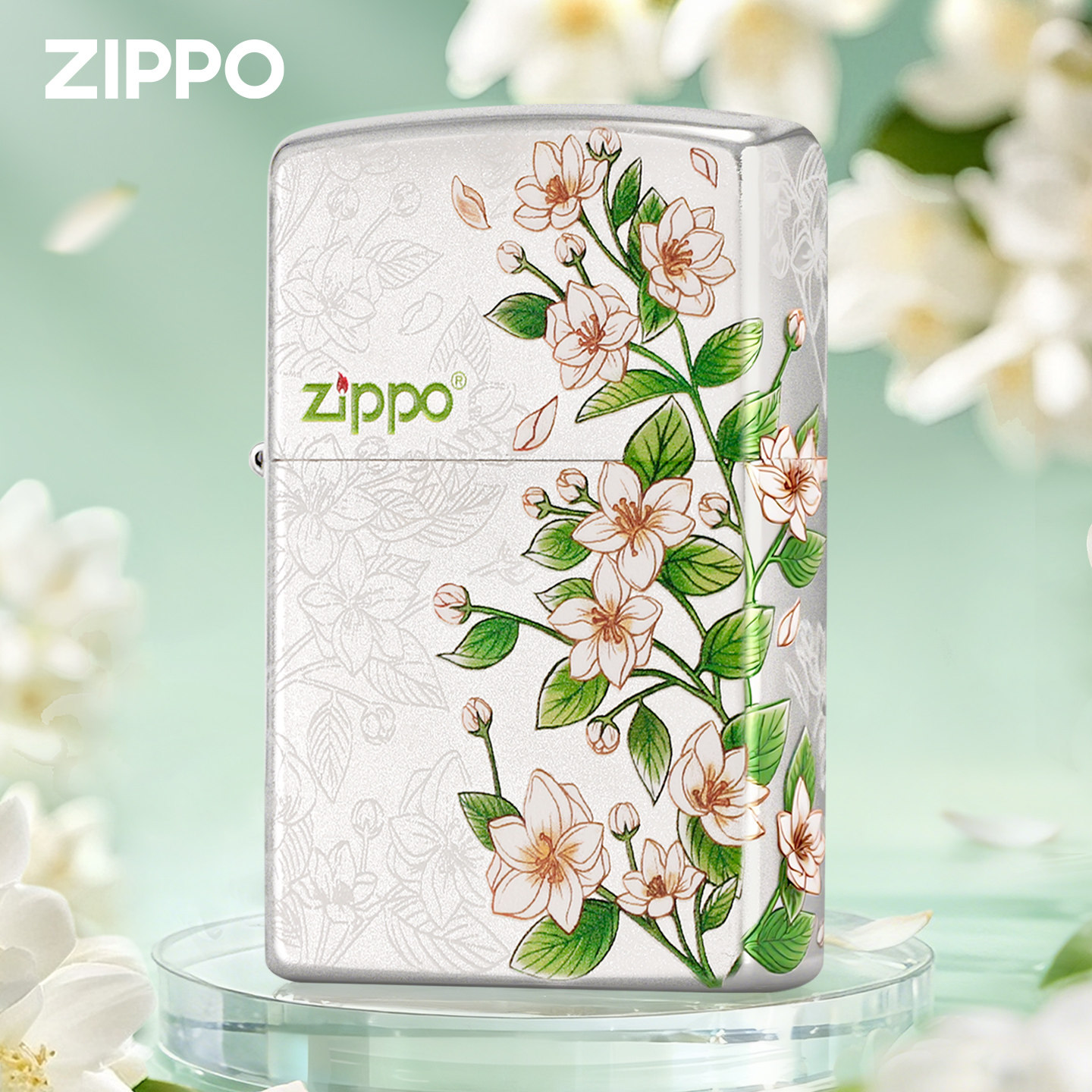 zippo砂银茉莉官方正品防风图片